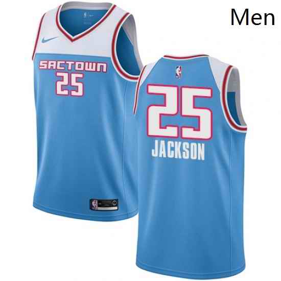 Mens Nike Sacramento Kings 25 Justin Jackson Swingman Blue NBA Jersey 2018 19 City Edition
